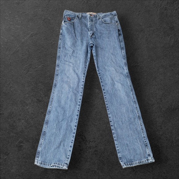 Wrangler PBR Rodeo Jeans 36x36 Light Wash Cowboy Denim Original Western Classic - Picture 3 of 11